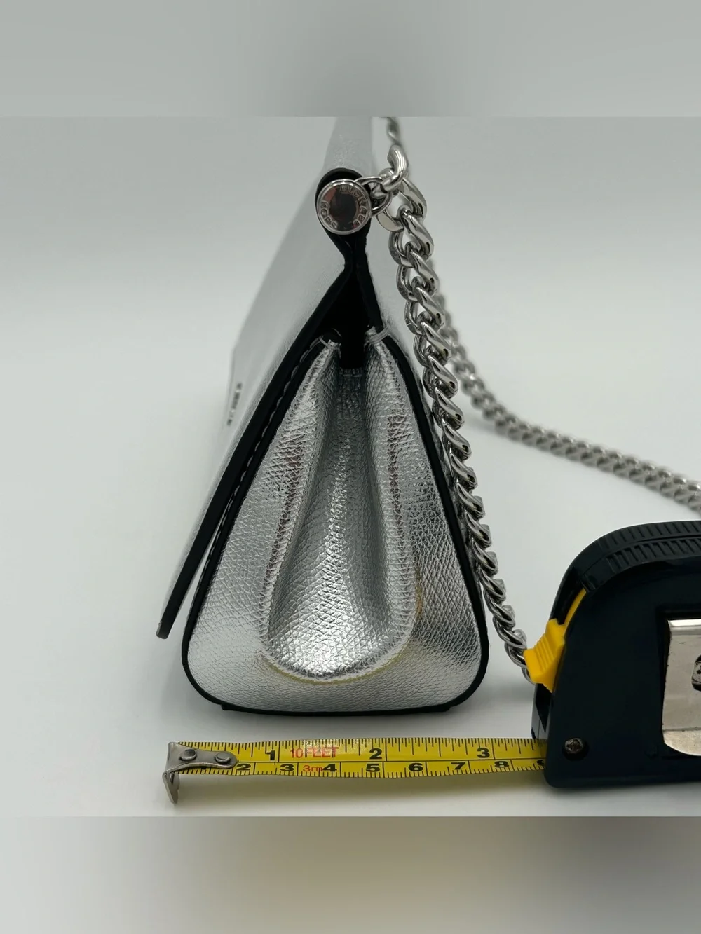 Michael Kors Carmine Silver Metallic Pebbled Leather Pochette